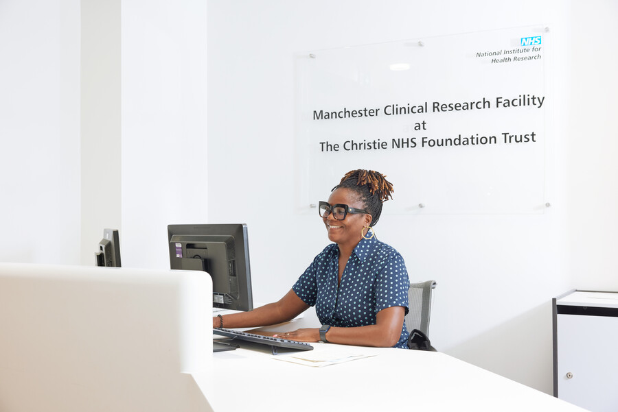Clinical research facility, reception, receptionist, September 2022, Sonia Fearon