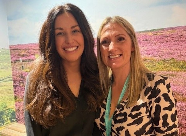 A photo of Early Onset Colorectal Cancer Specialist Nurse Sabrina Scott and Christie patient Lyndsey Ainscough.