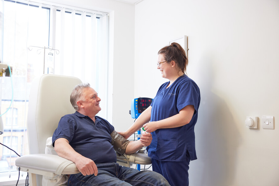 chemotherapy nurse and patient, chemotherapy department, September 2022, Pan Artists, Michael Comerford, chemotherapy unit sister, Emily Metcalfe