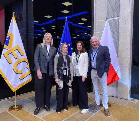 A photo of 4 people from The Christie Institute for Cancer Education at the Organisation of European Cancer Institutes (OECI).