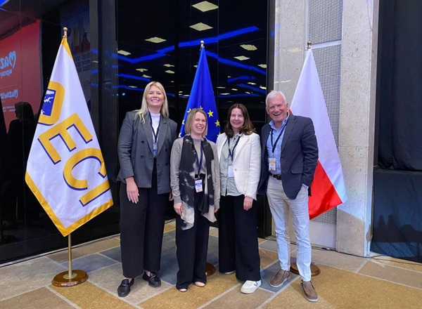 A photo of 4 people from The Christie Institute for Cancer Education at the Organisation of European Cancer Institutes (OECI).
