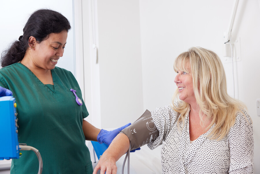 patient and nurse, clinical research facility, September 2022, Pan Artists, Virginia Cunningham, Senior healthcare assistant, Greeny Mathew
