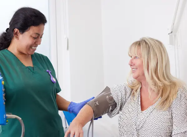patient and nurse, clinical research facility, September 2022, Pan Artists, Virginia Cunningham, Senior healthcare assistant, Greeny Mathew