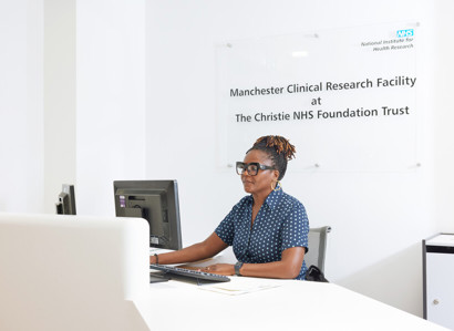 Clinical research facility, reception, receptionist, September 2022, Sonia Fearon