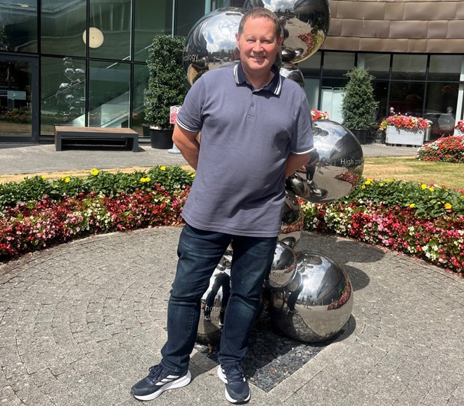 A photo of Christie clinical trial patient Jason outside The Christie.