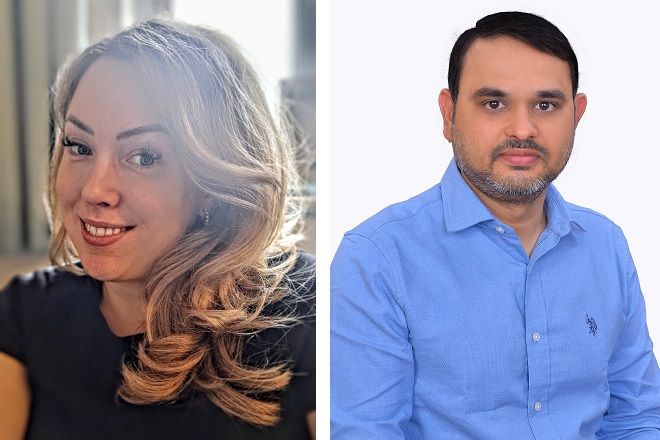 2 photos; from left to right, Christie patient Katie Blackwood and Dr Raghavendar Nagaraju.