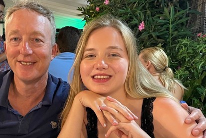 A photo of Christie patient Sebastian Clegg with his daughter Olivia.