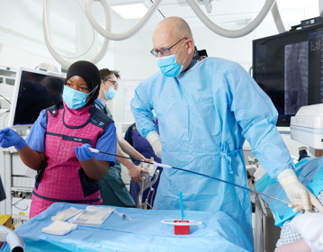 IPU integrated procedures unit, IPU, interventional radiology suite, theatre, Senior HCA, Biatuh Drammeh, Professor Hans-Ultrich Laasch consultant radiologist, interventional radiology lead, greg royle, principal radiographer, Louise Dobson, November 2022