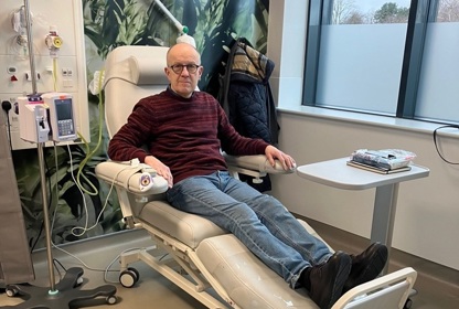 A photo of Christie patient Terence Moore having treatment at The Christie at Macclesfield.