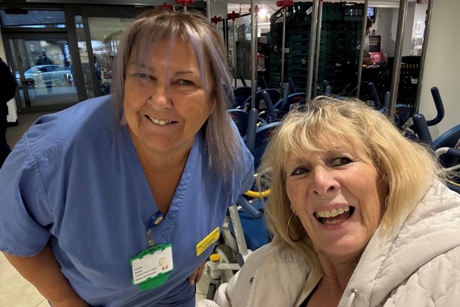 A photo of Christie dementia nurse Lorraine Burgess with her best friend Pam Scarry MBE who is being treated at The Christie.