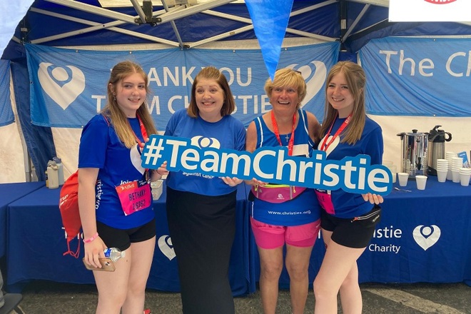 A photo of Christie Charity fundraiser Barbara Leonard with her granddaughters.