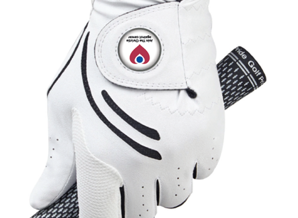 A photo of a Christie Charity-branded golfing glove.