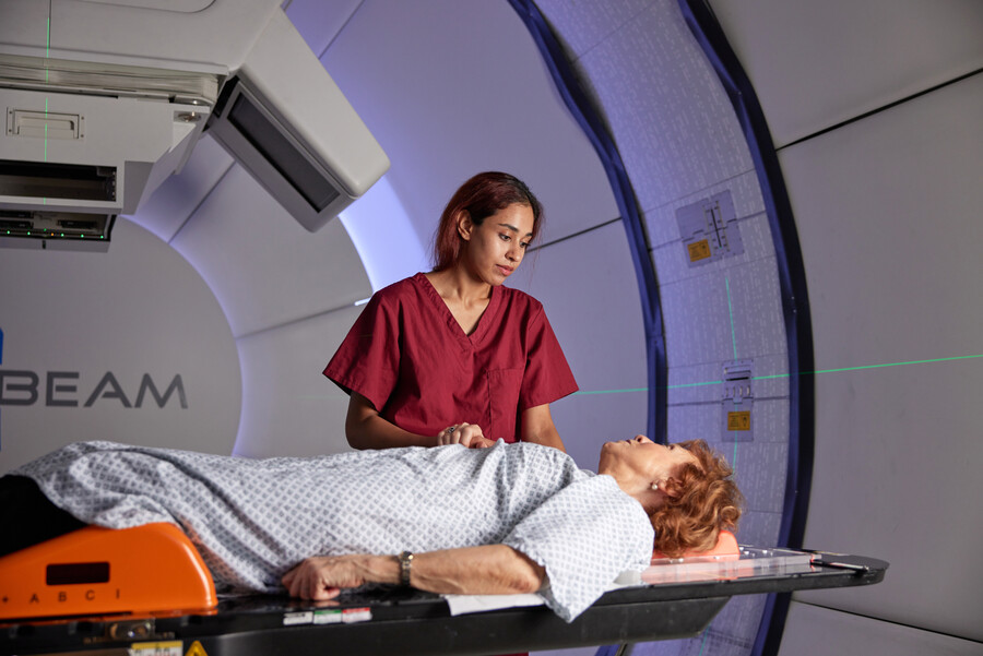Proton beam therapy, gantry, PBT patient, Radiographer, Adeeba Halim, Pan Artists, Patricia Dawson, September 2022