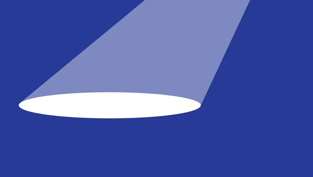 A graphic with a beam of light showing on a purple background.