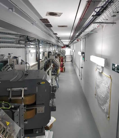 The beam line used in proton beam therapy, linking the cyclotron and the treatment gantry.