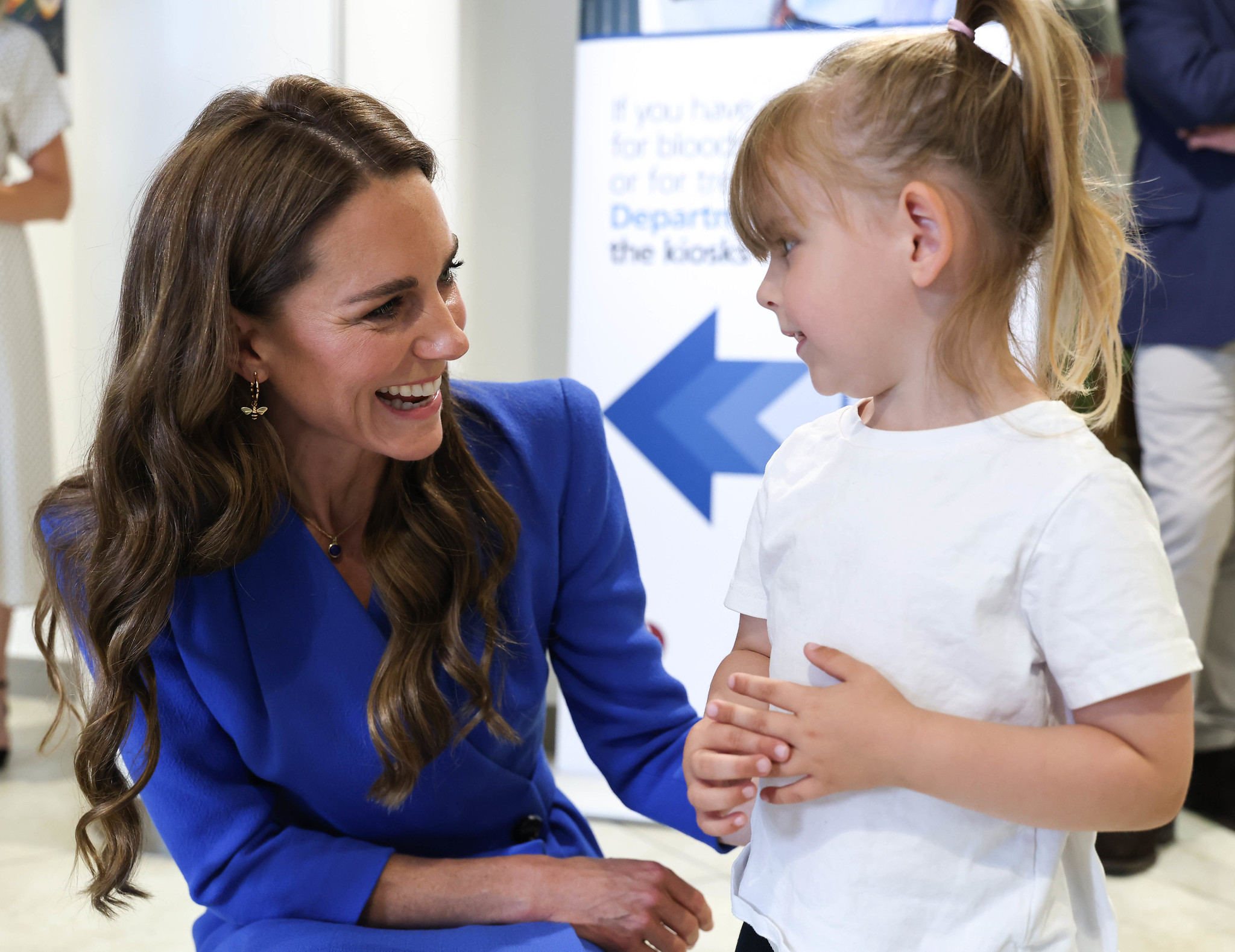 A photo of the Princess of Wales visiting The Christie meeting a child patient.