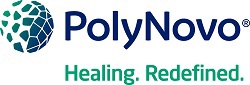 The logo for PolyNovo, with the tagline 'Healing. Redefined.'