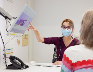 Outpatient, patient and doctor, consultation, September 2022, Dr Sara Valpione, Louise Dobson