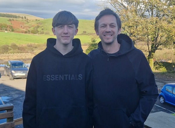 A photo of Christie patient Nick Cleworth with his son.