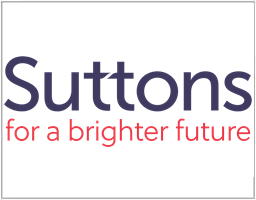 The logo for Suttons, reading 'For a brighter future'.