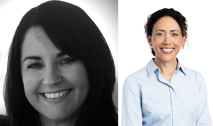 A black-and-white photo of Amanda Oates on the left and a photo of Marisa Logan-Ward on the right.