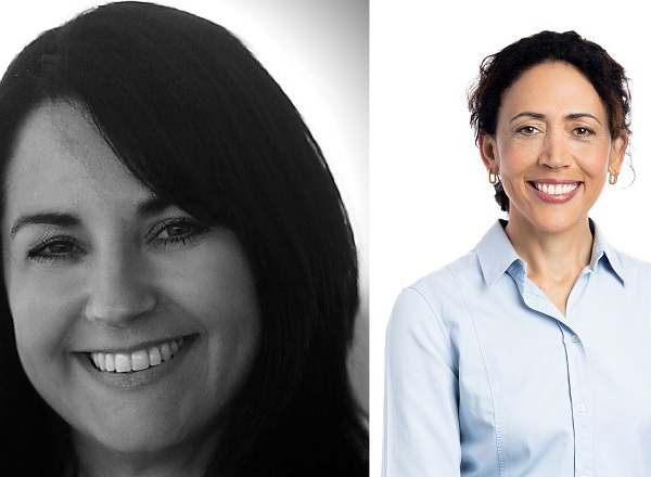 A black-and-white photo of Amanda Oates on the left and a photo of Marisa Logan-Ward on the right.