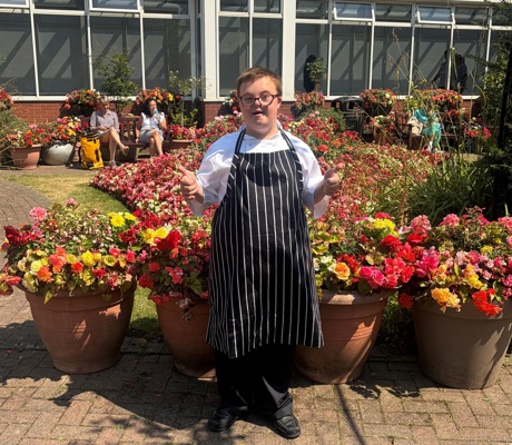 A photo of Christie work experience student Theo in The Christie garden.