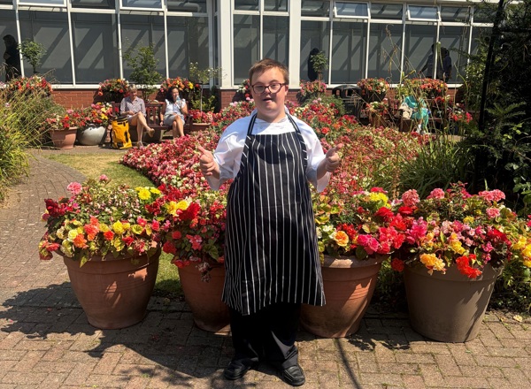 A photo of Christie work experience student Theo in The Christie garden.