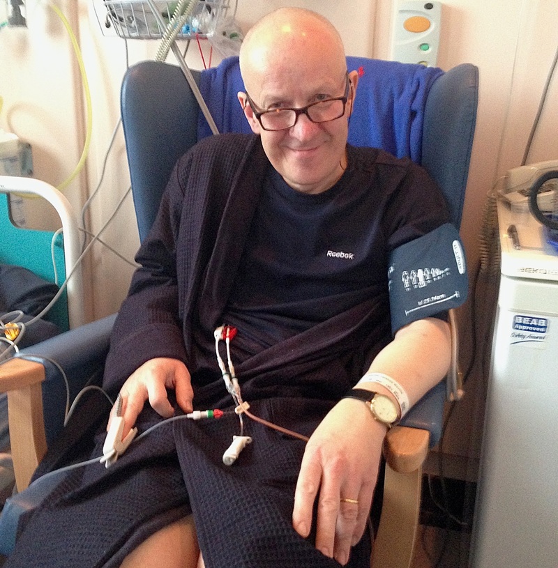 A photo of Christie patient Terence Moore having a stem cell treatment in 2013.